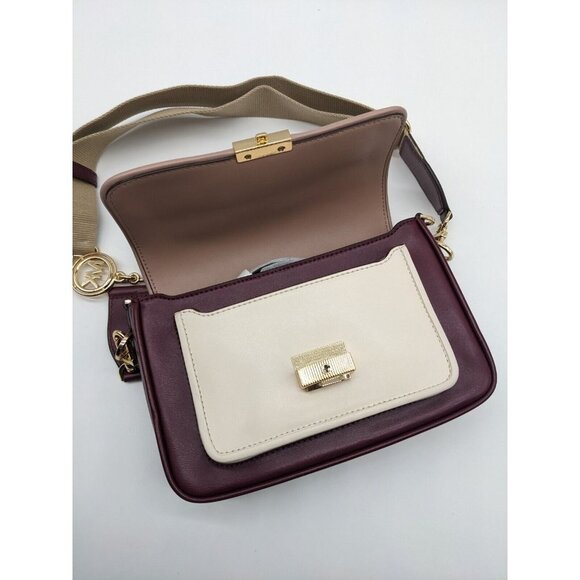 MICHAEL KORS Bradshaw leather women's crossbody messenger bag -BERRY MULTI - Picture 5 of 13